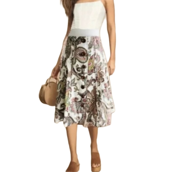 CAbi‎ Skirt Paisley A-Line Pleated Size 8 - Picture 2 of 8